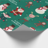 Groen grappig fotofeestartikel cadeaupapier (Hoek)