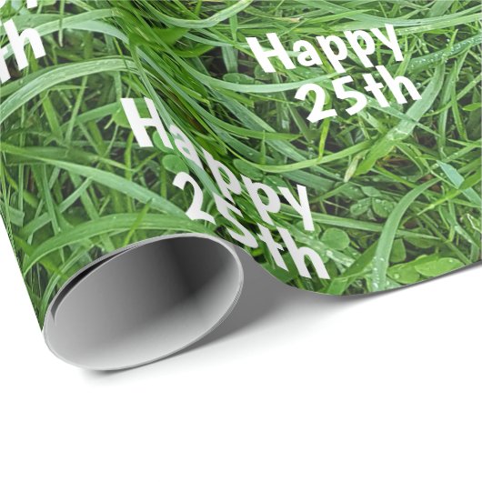 Groen gras 25th Birthday Wrapping Paper Cadeaupapier (Rol Hoek)