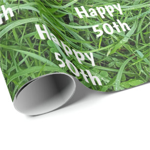Groen Gras 50ste Verjaardag Cadeaupapier
