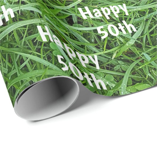 Groen Gras 50ste Verjaardag Cadeaupapier (Rol Hoek)