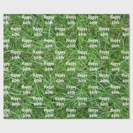 Groen gras 60e verjaardag inpakpapier (Vlak)