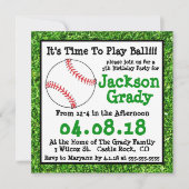 Groen gras Baseball Birthday Uitnodiging (Voorkant)
