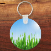 Groen Gras Blauwe Lucht Aangepaste Tekst Sjabloon- Sleutelhanger (Voorkant)