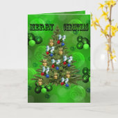 Groen gras bowls kerst ontwerp, kaart (Gele Bloem)