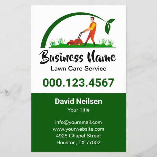 Groen gras Eenvoudige gazon Care Mowing Landscapin Flyer (Voorkant)