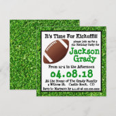 Groen gras Football Birthday Uitnodiging (Voorkant / Achterkant)