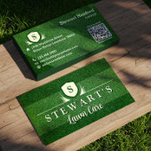 Groen gras gazon & Landscaping Monogram Crest Visitekaartje