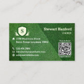 Groen gras gazon & Landscaping Monogram Crest Visitekaartje (Achterkant)