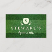 Groen gras gazon & Landscaping Monogram Crest Visitekaartje (Voorkant)