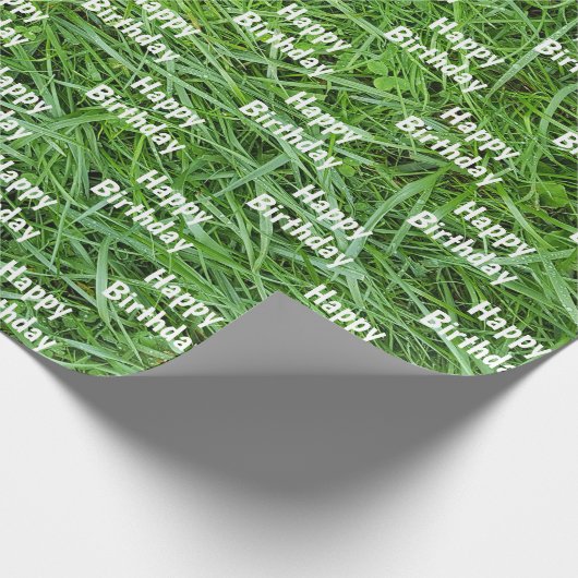 Groen gras Gelukkige Verjaardag Cadeaupapier (Hoek)