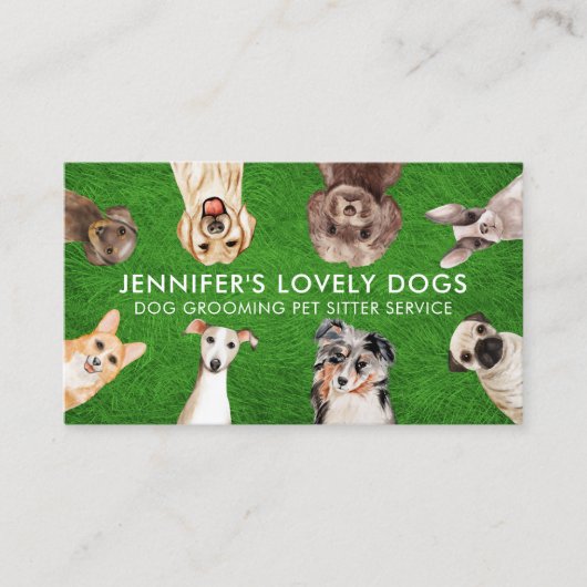 Groen gras Kute Small Size Hogs Pet Sitter Visitekaartje (Voorkant)