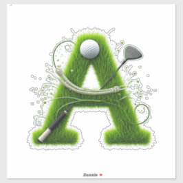 Groen Gras Letter A Met Golfclubs: Sport, Natuur Sticker