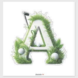 Groen Gras Letter A Met Golfclubs: Sport, Natuur Sticker