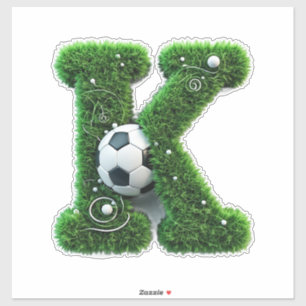 Groen Gras Letter K Met Voetbal Sticker