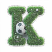 Groen Gras Letter K Met Voetbal Sticker (Voorkant)