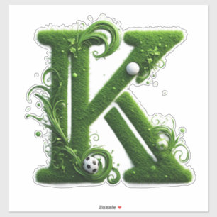 Groen Gras Letter K Met Voetbal Sticker