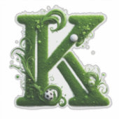 Groen Gras Letter K Met Voetbal Sticker (Voorkant)