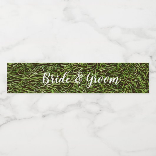 Groen gras met naam op het gras waterfles etiket (Enkel label)