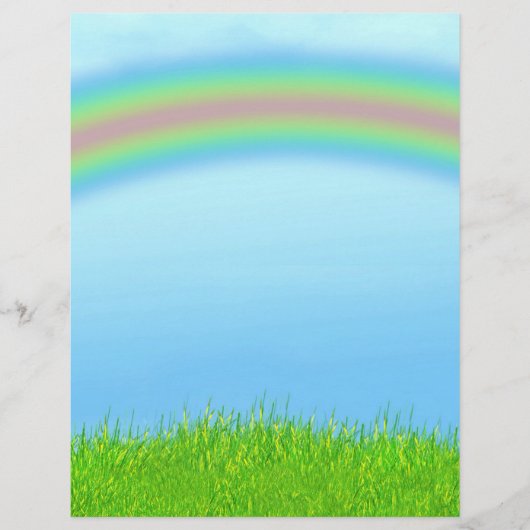 Groen Gras, Regenboog & Blauwe Lucht Achtergrond Flyer (Voorkant)