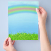 Groen Gras, Regenboog & Blauwe Lucht Achtergrond Flyer (Hand)