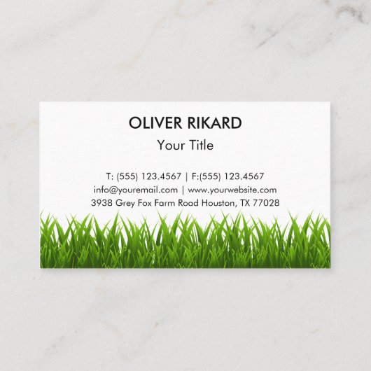 Groen gras Sunset Tree Landscaping Visitekaartje (Achterkant)