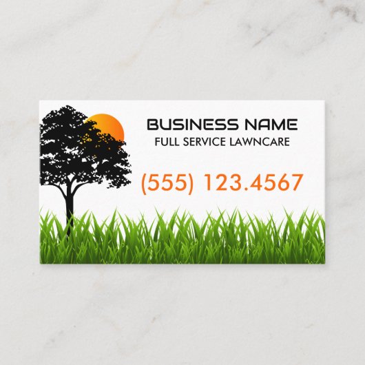Groen gras Sunset Tree Landscaping Visitekaartje (Voorkant)