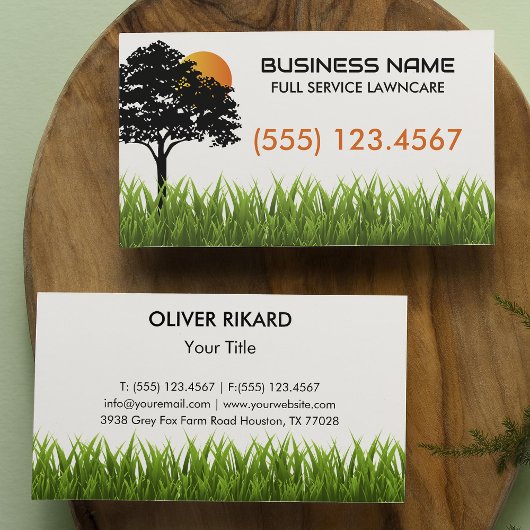 Groen gras Sunset Tree Landscaping Visitekaartje