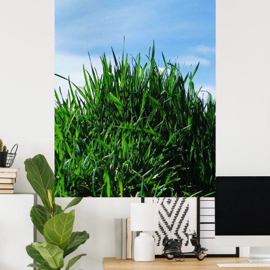 Groen gras tegen de achtergrond van het eindeloze poster (Thuiskantoor)
