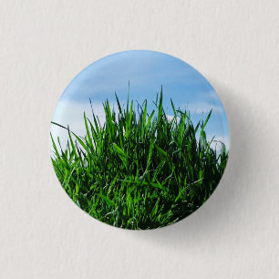 Groen gras tegen de achtergrond van het eindeloze ronde button 3,2 cm