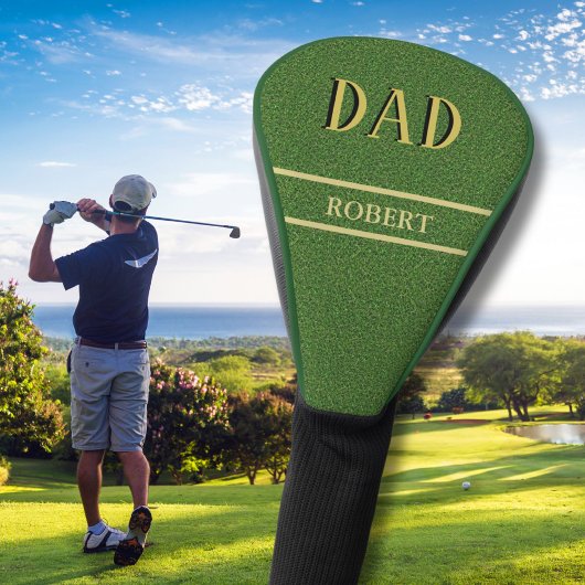 Groen Gras Textuur Aangepaste DAD Naam Golfheadcover