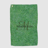 Groen gras Unieke aangepaste naam Monogram Golfhanddoek (Voorkant)