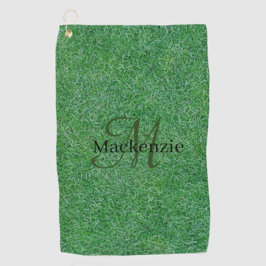 Groen gras Unieke aangepaste naam Monogram Golfhanddoek (Voorkant)