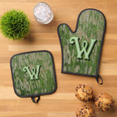 Groen gras zaden ovenwant & pannenlap set (Top down)