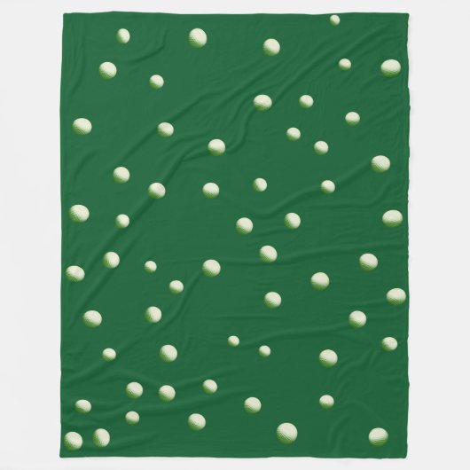 Groen grasfleece deken vol golfballen (Voorkant)