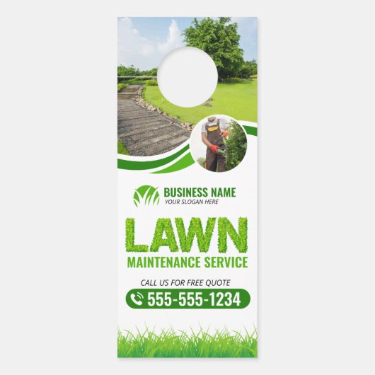 Groen grasonderhoud Service Landscaping Mow Deurhanger (Voorkant)