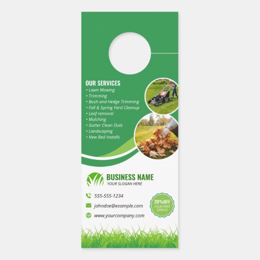 Groen grasonderhoud Service Landscaping Mow Deurhanger (Achterkant)