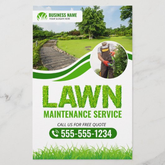 Groen grasonderhoud Service Landscaping Mow Flyer (Voorkant)