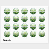 Groen graswater druppels grasverzorging landschap ronde sticker (Vel)