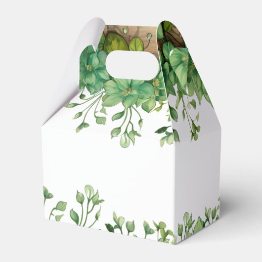 Groen grenst aan rustieke lente bruiloft bedankdoosjes (Achterkant)