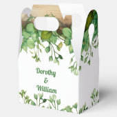 Groen grenst aan rustieke lente bruiloft bedankdoosjes (Geopend)