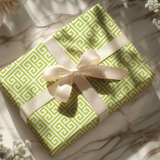 Groen Grieks Key Maze Cadeaupapier