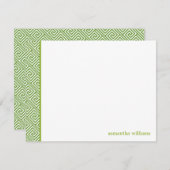 Groen Griekse Sleutelpatroon Bedankbriefjes Kaart (Voorkant / Achterkant)