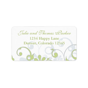 Groen Grijs Abstract Bloemen Bruiloft Retouradres Etiket