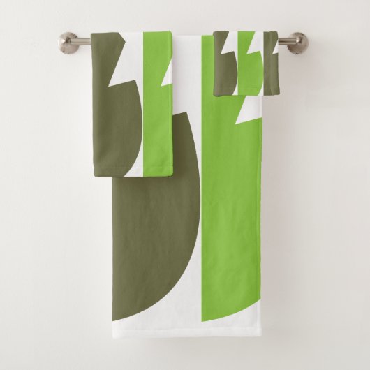 Groen Grijs Abstract Modern Patroon Bad Handdoek (Insitu)