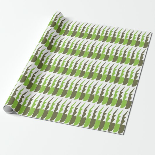 Groen Grijs Abstract Modern Patroon Cadeaupapier (Uitgerold)