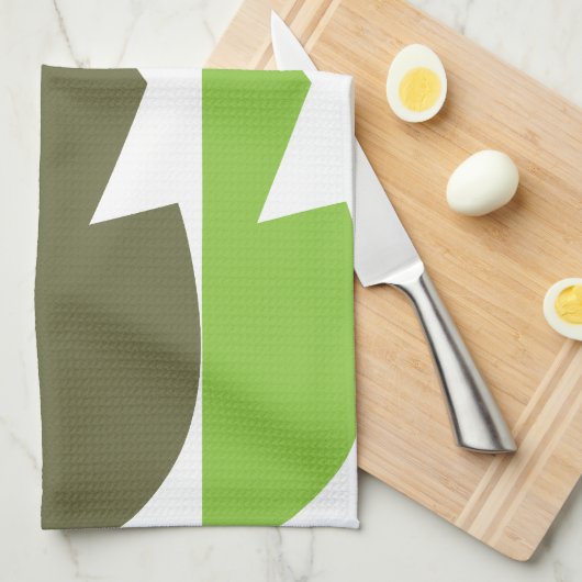 Groen Grijs Abstract Modern Patroon Theedoek (Quarter Fold)