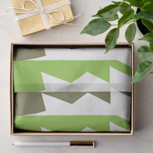 Groen Grijs Abstract Modern Tissuepapier (Geschenk)