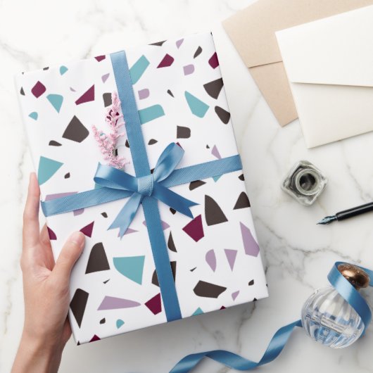 Groen grijs Abstract Terrazzo mosaic Stone Pattern Cadeaupapier (Geschenken)