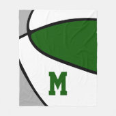 Groen Grijs Basketbal Team Kleuren Atleet Monogram Fleece Deken (Voorkant)