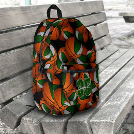 Groen grijs basketbal team kleuren een jersey numm bedrukte rugzak